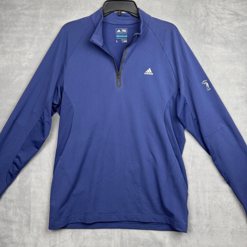 Adidas ClimaCool Quarter Zip Golf Pullover Mens Large Navy Blue‎ Long Sleeve